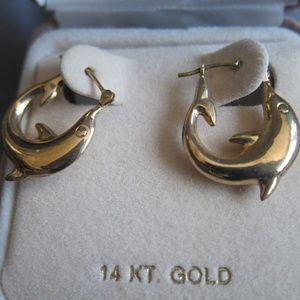 Dolphin Earrings 14 KT Gold